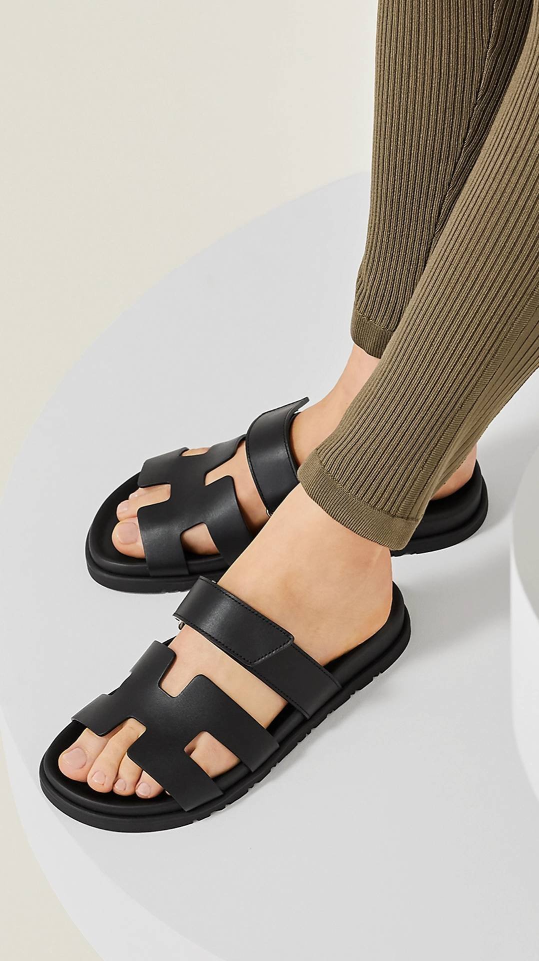 Сандалии женские HERMES Chypre Sandal Noir — обзор, распаковка