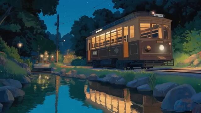 Our tram broke down by the stream