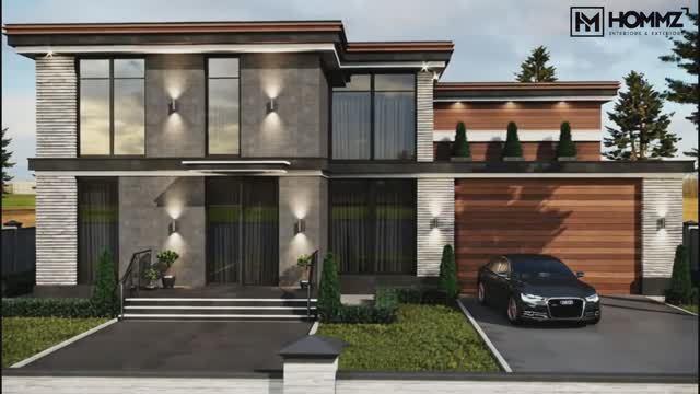ЭКСКУРСИЯ по дому с фасадом из японских панелей  Визуализация проекта 400м²  двор 13 соток.
