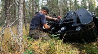 Сложный путь по тайге с мотобуксировщиком. Поломка в лесу, сбор шишки и ремонт.