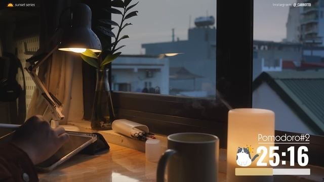 3 часа StudyWithMe  Calm Piano   Pomodoro 50-10  Sunset