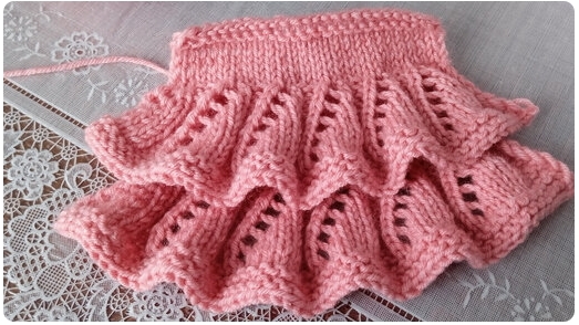 Как связать двойные рюши для юбки, платья. вязание сверху вниз.