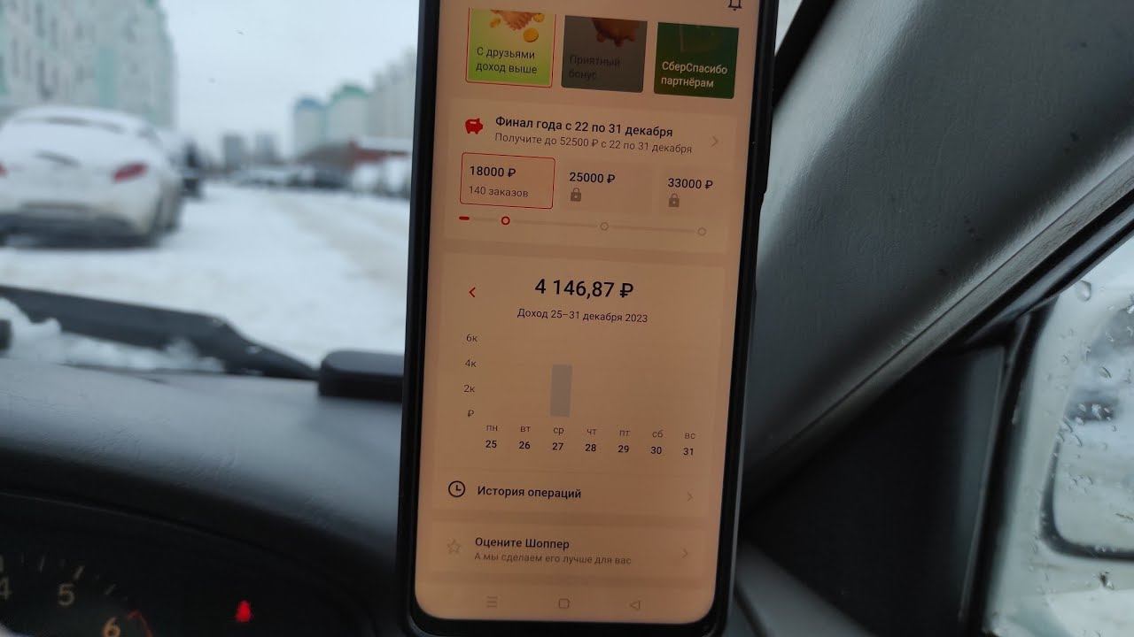 Заработал деньги 4000 рублей курьером в Сбермаркете на авто