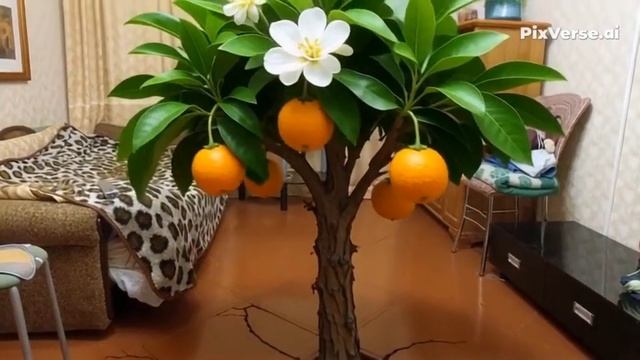 Апельсиновое дерево выросло дома.