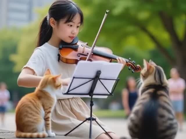 Семья  Котиков учится играть на скрипке 🎻