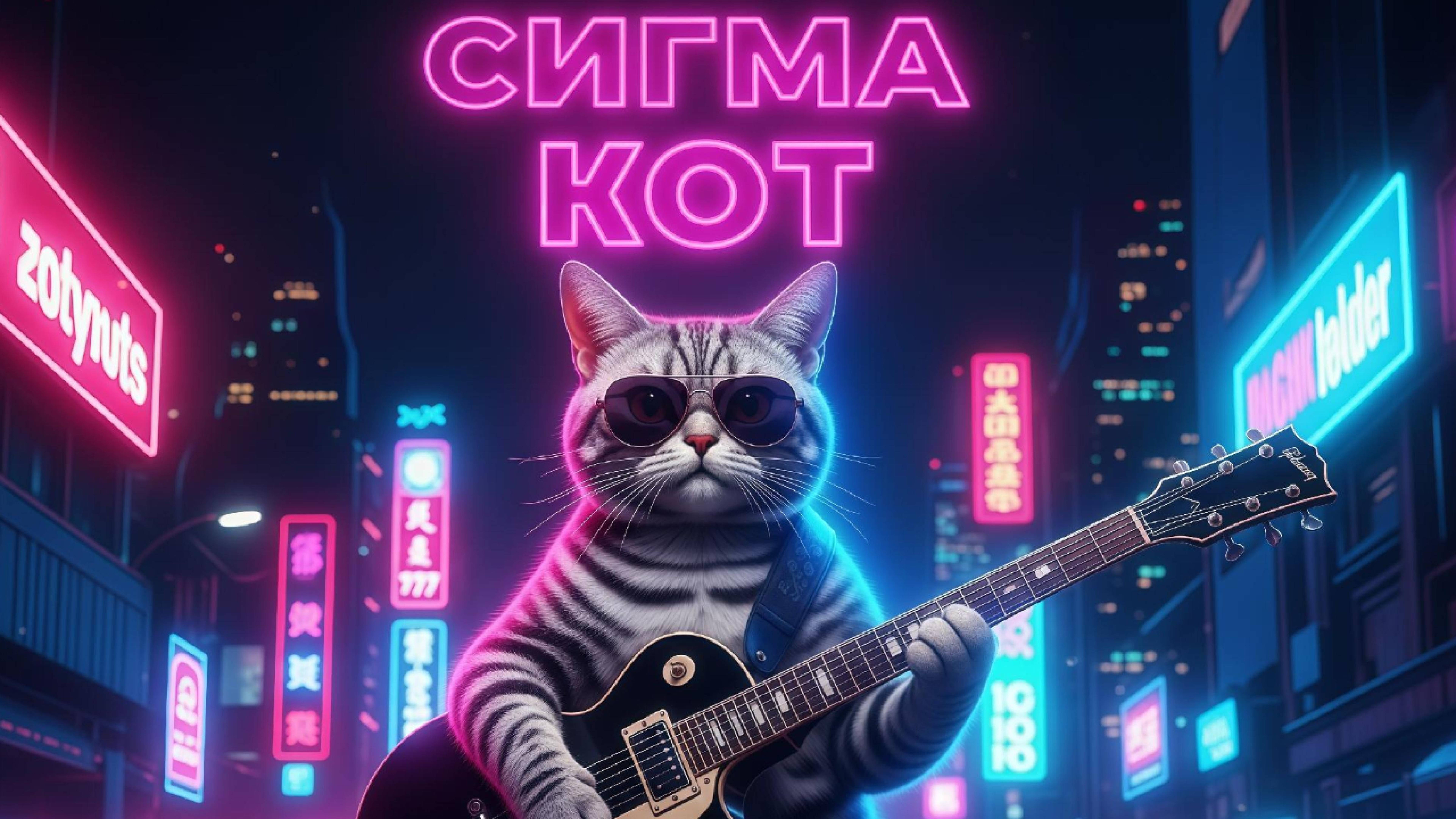 СИГМА КОТ  НЕОНОВЫЙ МУЛЬТ-КЛИП ПРО КОТА В ОЧКАХ