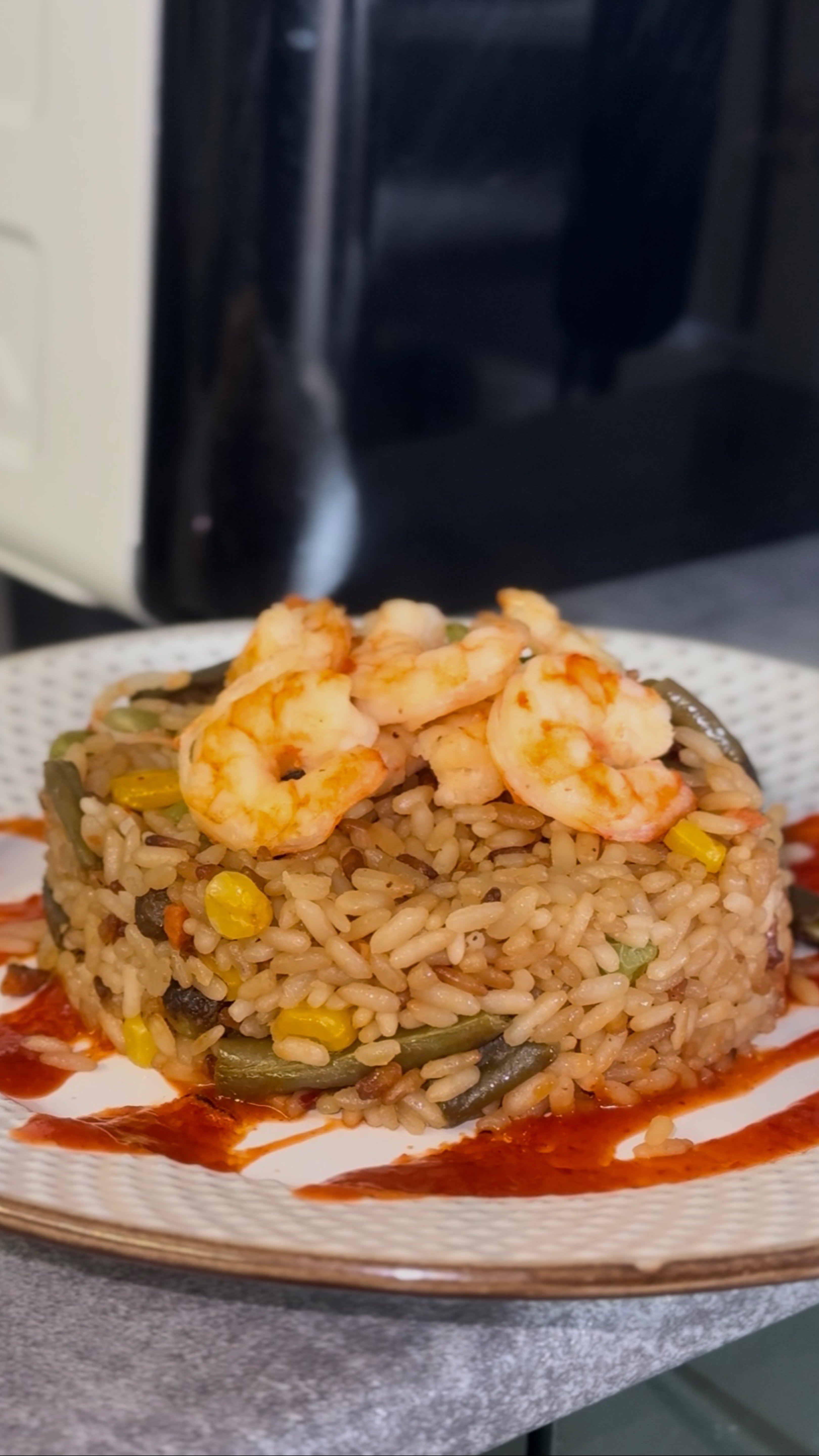 Жареный рис с креветкой🍚🦐