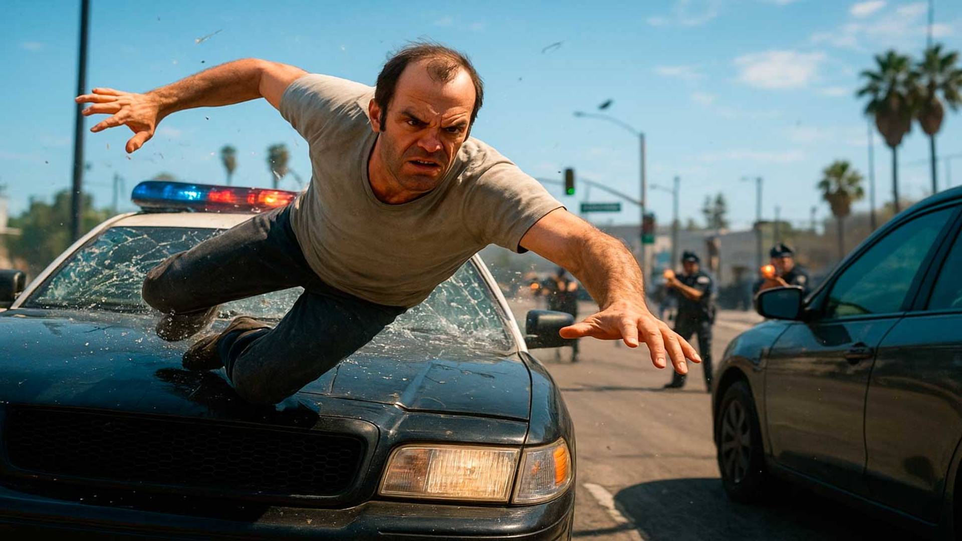  GTA 5: Майкл против полиции  погони перестрелки и эпичный краш!