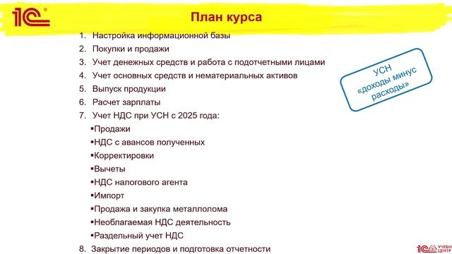 Анонс курса Ведение учета при применении упрощенной системы налогообложения УСН и учет НДС