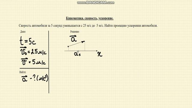 Решение задач. Кинематика. базовый уровень. Ускорение 3