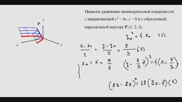 545. Наклонная параболическая цилиндрическая поверхность