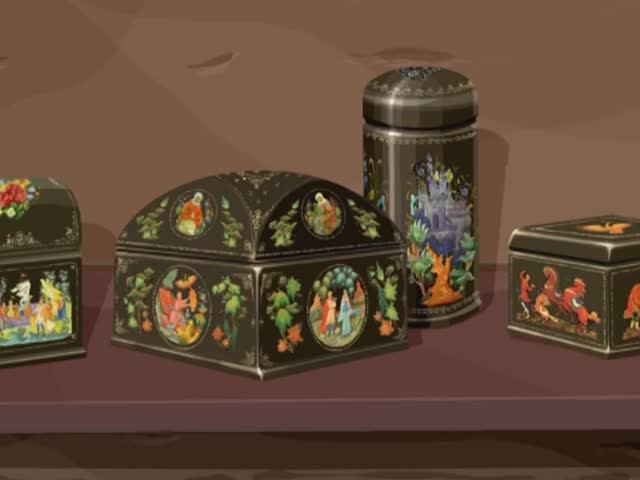 Петрушка и шкатулки Палеха