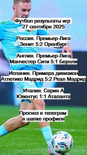 Футбол результаты игр 27 сентября 2025