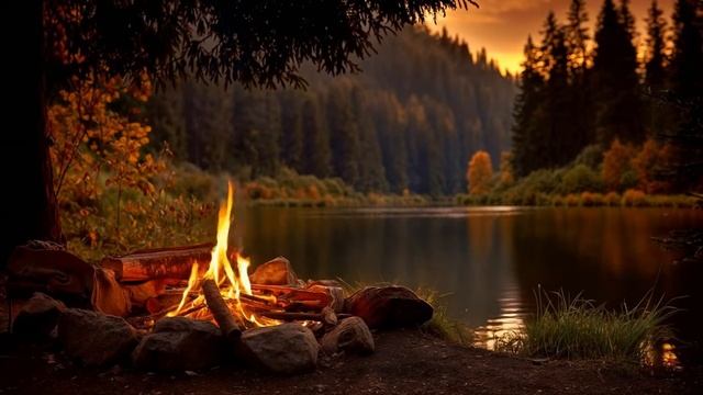 Когда солнце целует воду: Вечерний костер на берегу