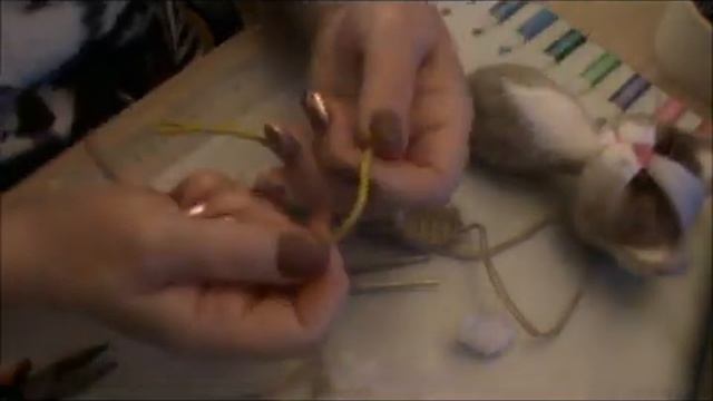 10 Часть/ Вязанный Котик/ Усы котику и задние лапки на каркасе..