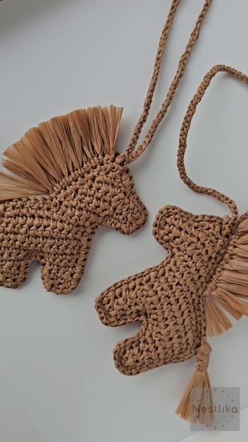 🐎🤎 Коричневая лошадка из рафии | Ручная работа | Универсальный аксессуар