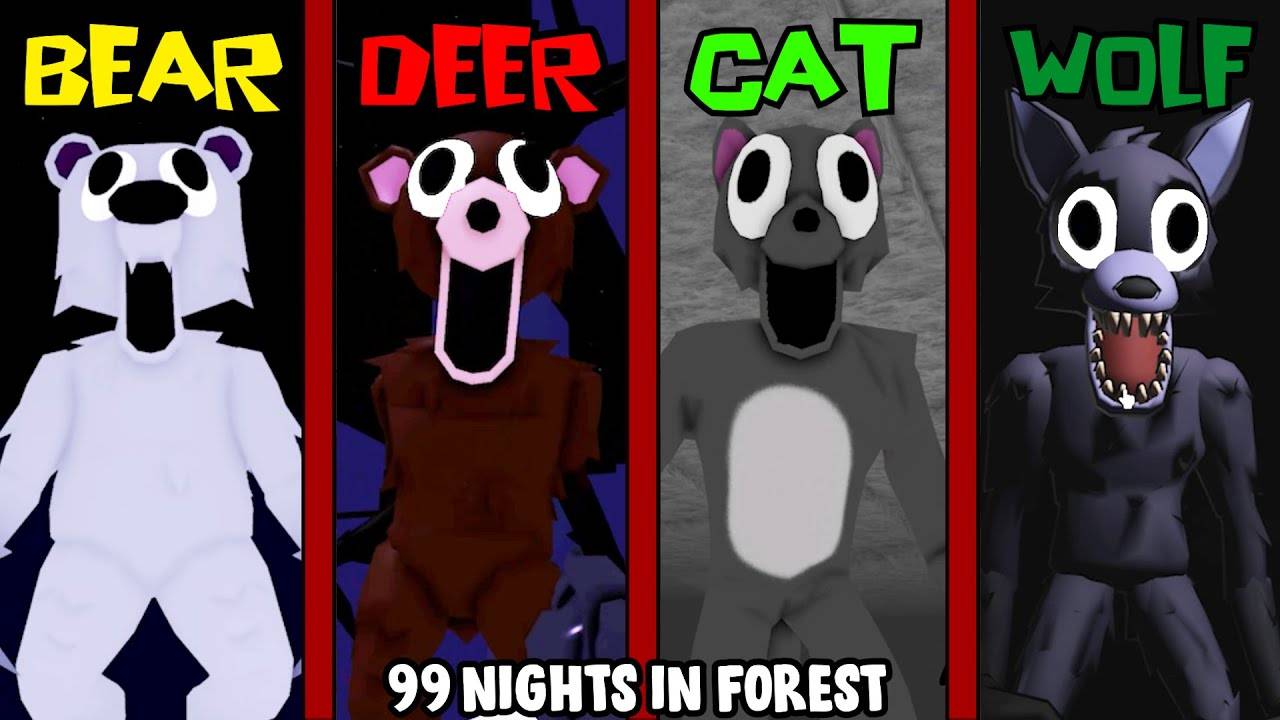 99 ночей в лесу-ОЛЕНЬ ПРОТИВ ВОЛКА МЕДВЕДЬ ПРОТИВ КОТА  Jumpscare-Roblox
