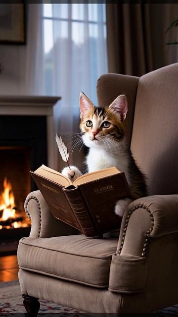 Котик у камина