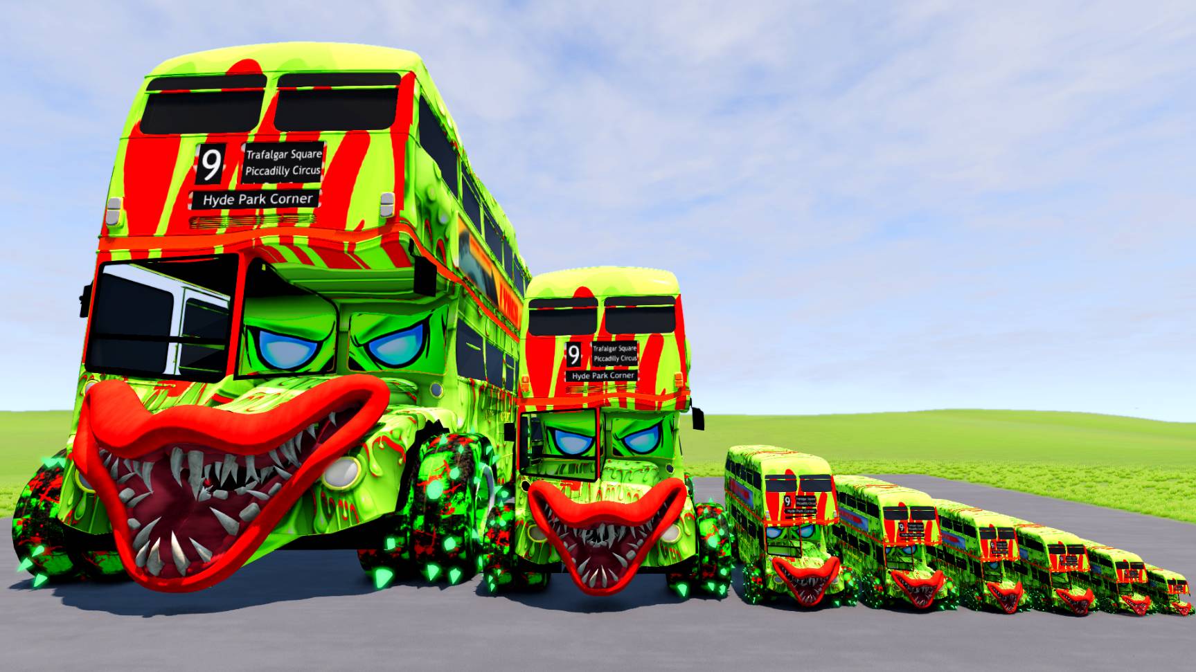 Big And Small Monster Bus On Giant Wheels Vs Trains | BeamNG.Drive