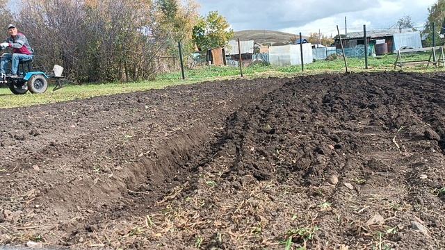 вспашка мотоблоком плуг