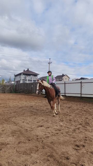 Ульяна и Каспер вольт пятнадцать метров на галопе на плацу.