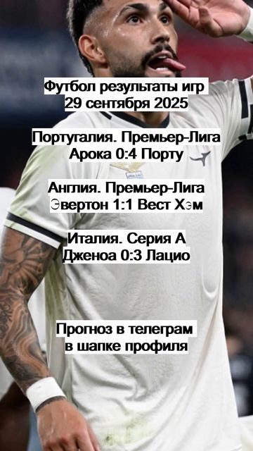 Футбол результаты игр 29 сентября 2025