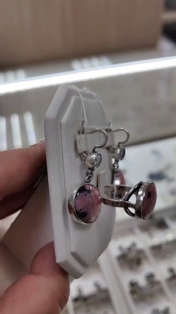 💎СЕРЕБРЯНЫЙ КОМПЛЕКТ ЭТИКЕТ С РОДОНИТОМ💎