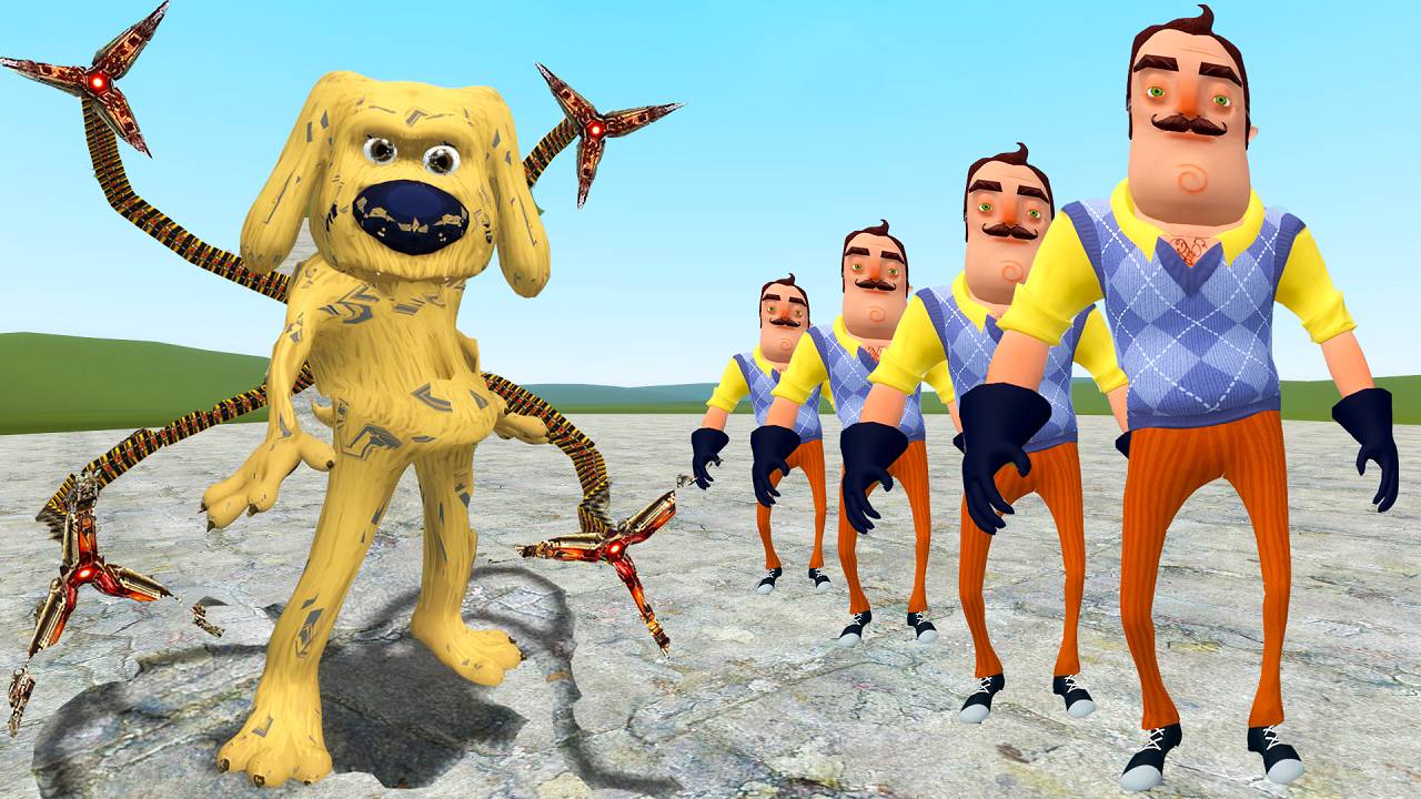 Привет сосед 2 против всех фнаф 9 аниматроников в гаррис мод! fnaf and hello neighbor 2