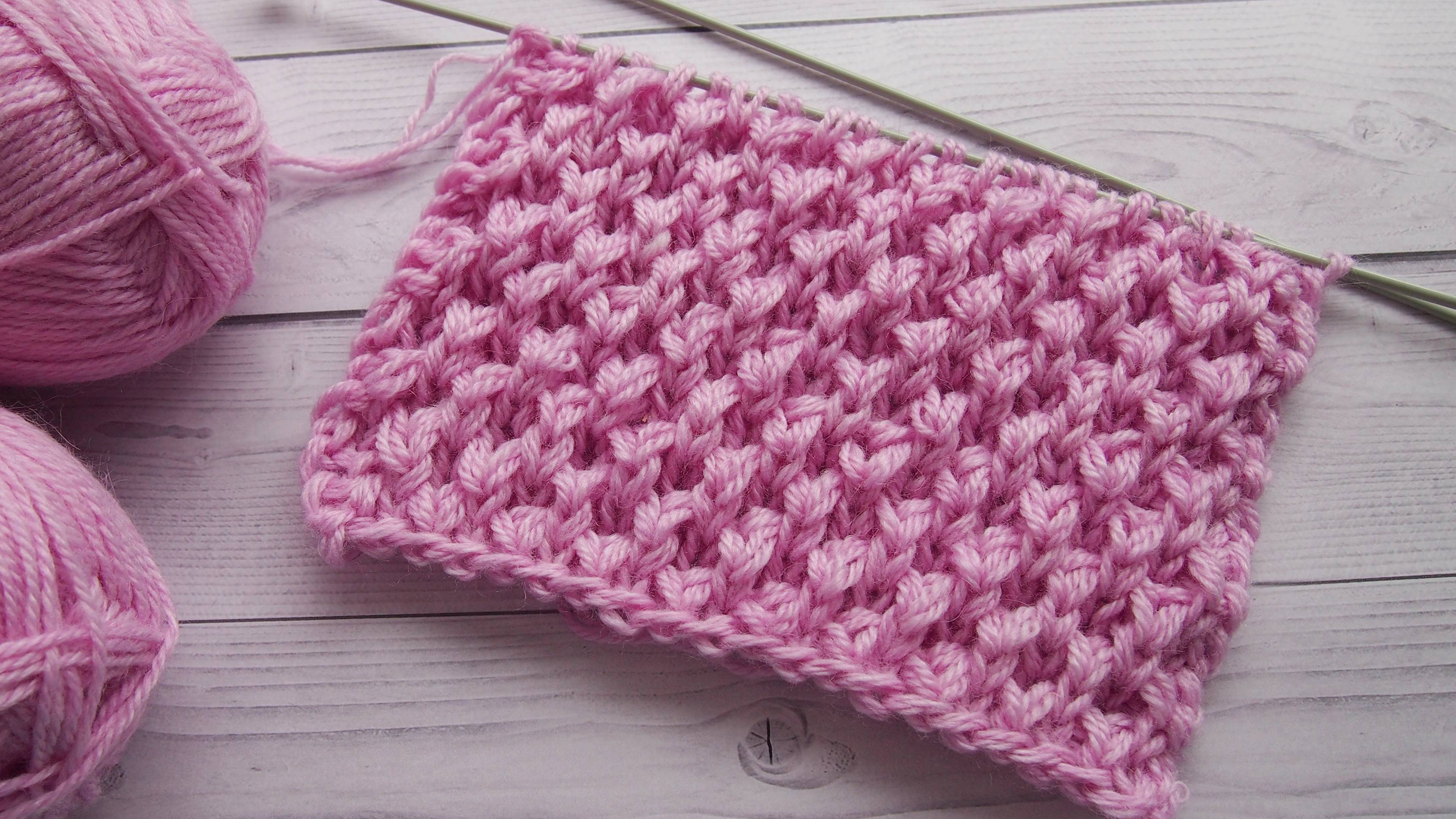 Простой узор спицами «Объемные соты» Пошагово для начинающих. Knitting Pattern  Урок 153