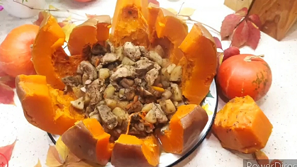 Вкусное сезонное блюдо из тыквы. Фаршированная тыква!