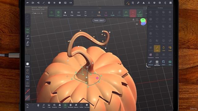 21 - Patsy the Pumpkin Create the Stalk with the Curve Tool