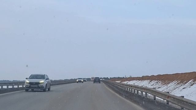 Поездка Зимняя Горка - Большие Кабаны. Зимний вид из окна авто. Февраль 2025