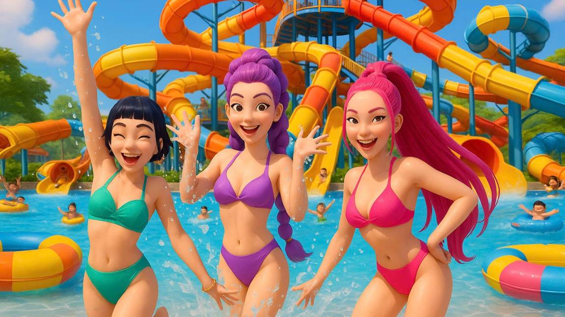 🎢✨ K-Pop Охотницы на демонов | Весёлый день в парке аттракционов |  музыкальный клип 🎶