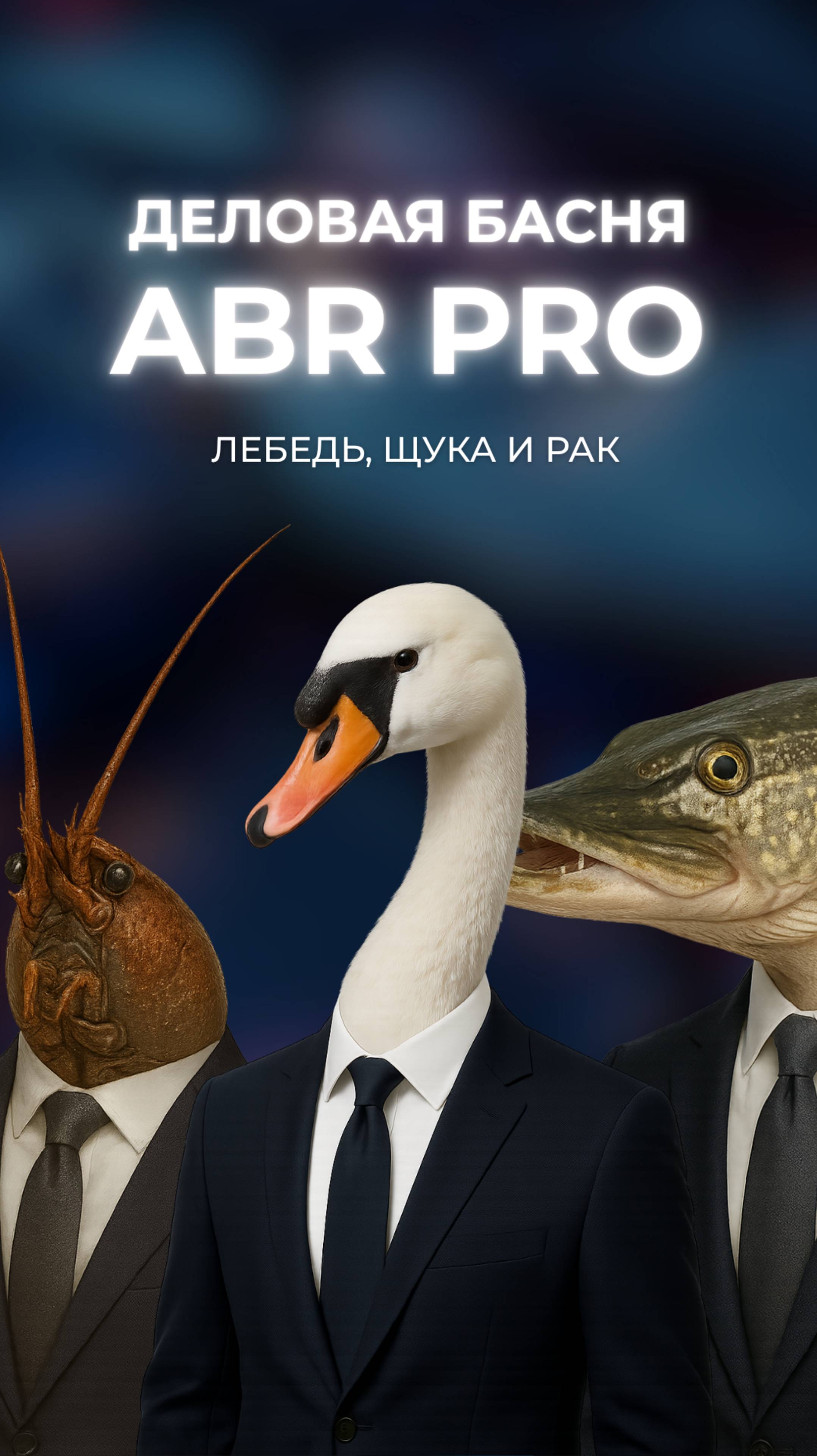 Деловая басня ABR PRO лебедь, щука и рак