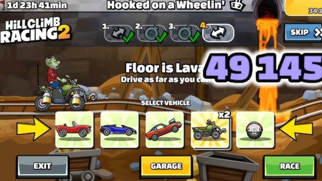 Hill Climb Racing 2 - 49145 Points In HOOKED ON A WHEELIN_ Team Event