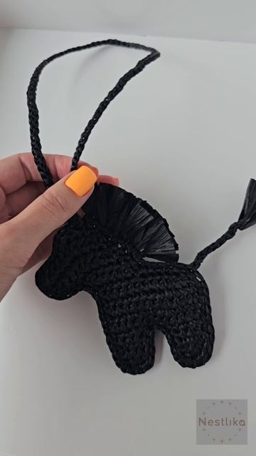 🐎🖤 Черная лошадка из рафии | Минимализм и элегантность | Ручная работа
