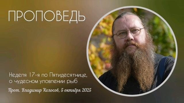 ПРОПОВЕДЬ. Неделя 17-я по Пятидесятнице, о чудесном улове рыб, прот. Владимир Колосов. 2025