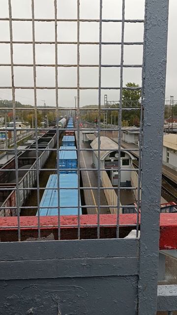 Проезд грузового состава через станцию Голицыно