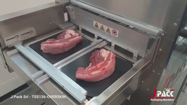 Запайщик лотков TSS136-OVERSKIN упаковка на картонной подложке. J Pack Srl, Италия