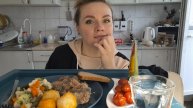 Мукбанг картошечка с холодцом, овощи, помидорки маринованные | Пошлите обедать) #обед #мукбанг
