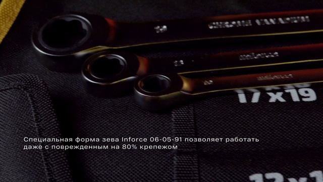 Набор накидных трещоточных ключей Inforce, размеры 8-19, трещотка 72 зуба, 06-05-91