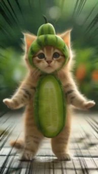 котик танцует в костюме огурца #котик #танцует