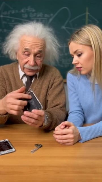 Эйнштейн рассказывает о внутреннем устройстве IPhone блондинке