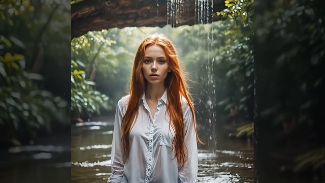 Красивая яркая рыжая девушка возле озера. Футаж. Footage #футажидлямонтажа #видеодлямонтажа #футажи