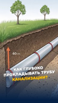 На какую глубину закапывать трубу канализации в частном доме? #трубы #частныйдом» #дача #септик»