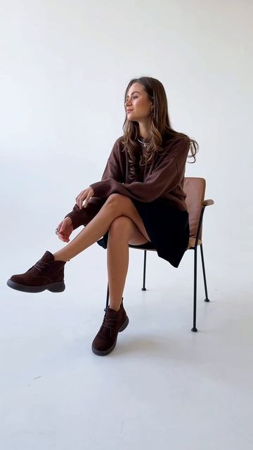 Ботинки ED'ART 308.927'br. Коричневая замша+коричневый