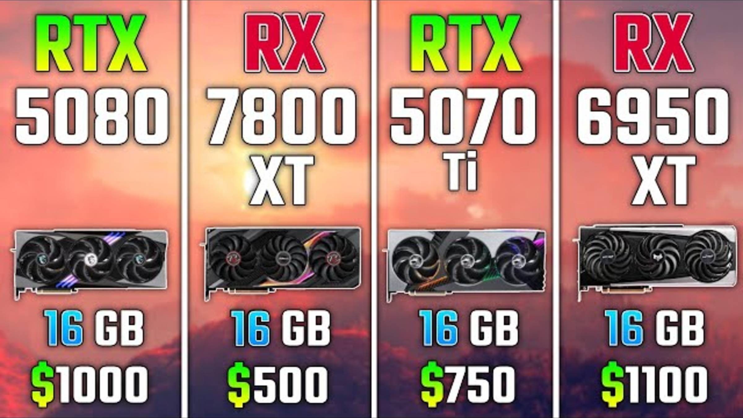 RTX 5080 vs RX 7800 XT vs RTX 5070 Ti vs RX 6950 XT | Test in 7 Games 2160p Benchmarks