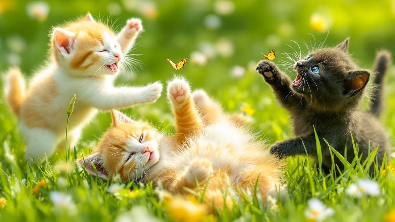😹Маленькие Котятки прыгают на солнышке и мило играют друг с другом🔥