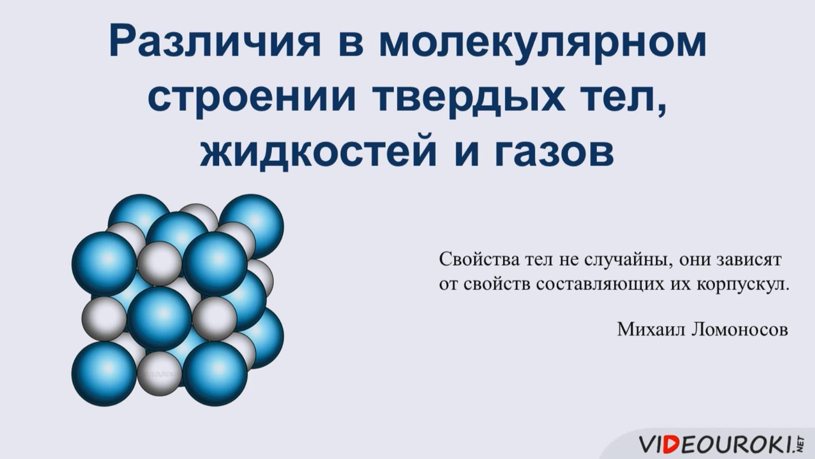 07. Различия в молекулярном строении твердых тел жидкостей и газов