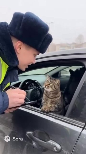 Кота остановили ДПС 😂😂😂